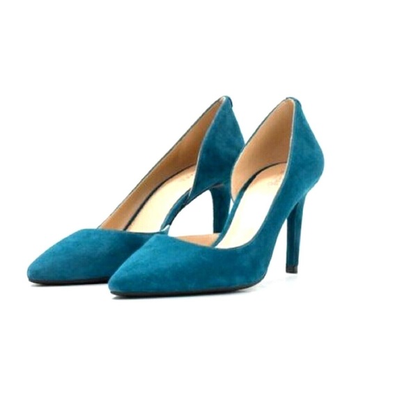 Michael Kor’s NWT  Women Dorothy Flex D'Orsay Suede Pump, Luxe Teal (8.5 - Picture 3 of 14